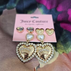 💗Juicy Couture Gold and Pearl Heart Earrings